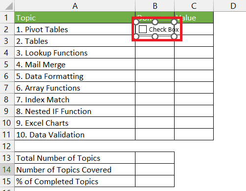 How to insert Check Box