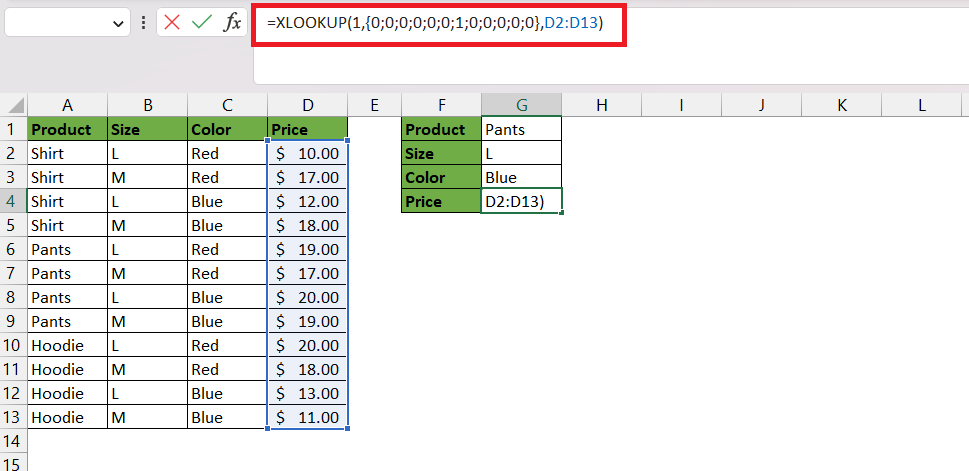 2 Easy Methods on How to Use XLOOKUP with Multiple Criteria