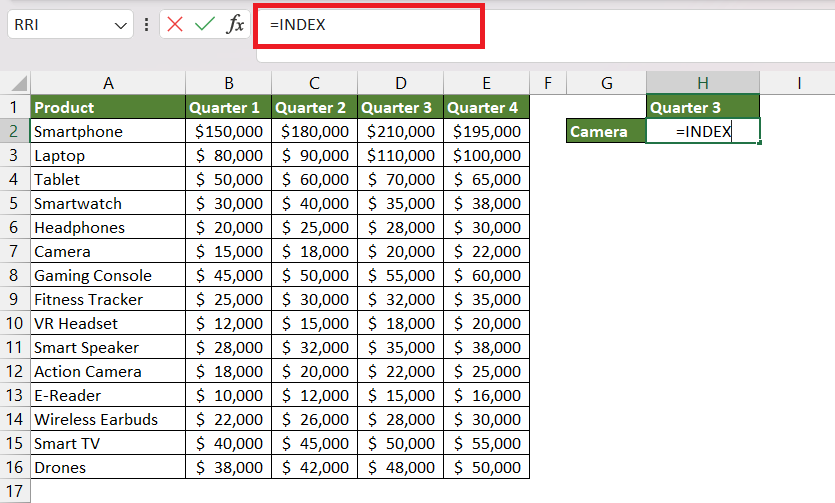 Index in Excel