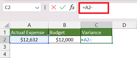Subtraction in Excel