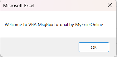 Understanding the VBA MsgBox Function: A Comprehensive Guide | MyExcelOnline