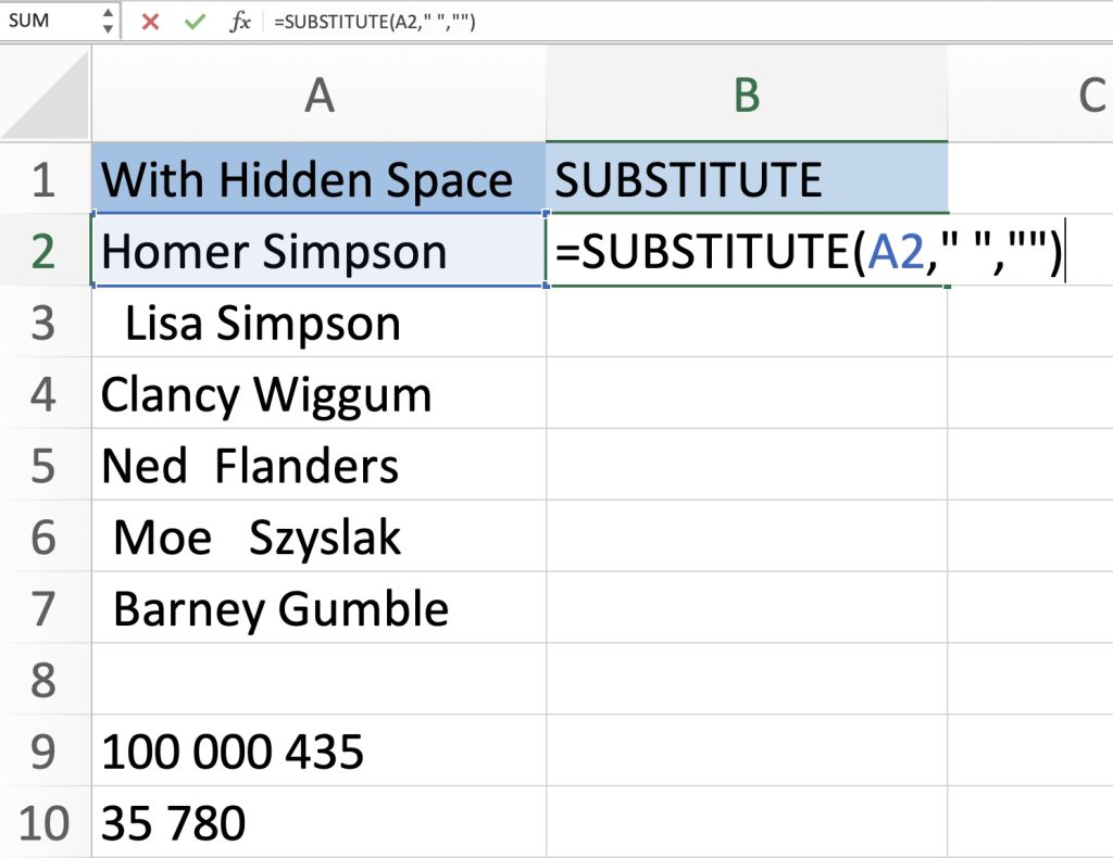 How to Delete Spaces in Excel - Line Breaks, and Non-Breaking Characters in Excel