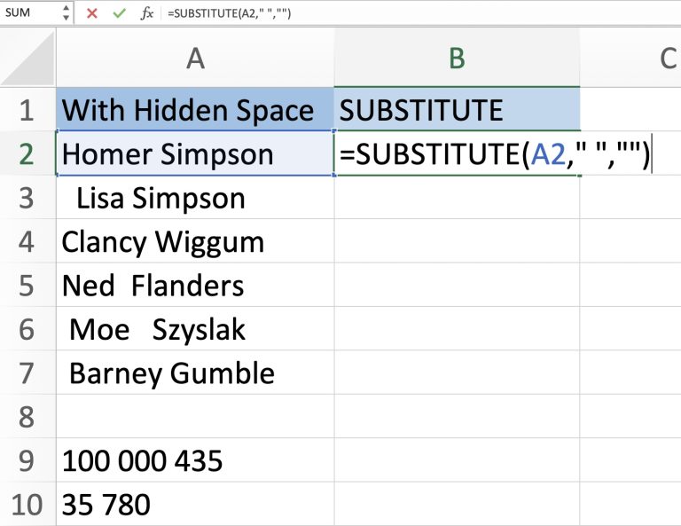 How to Delete Spaces in Excel - Line Breaks, and Non-Breaking ...