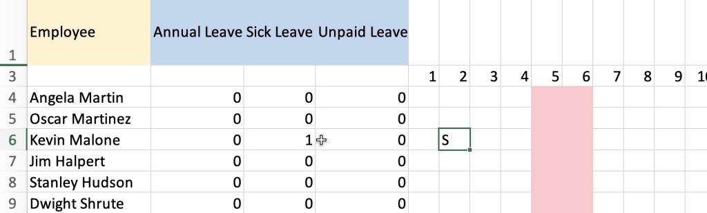 How to Create A Yearly Leave Record for Employees in Excel - The Easy Way