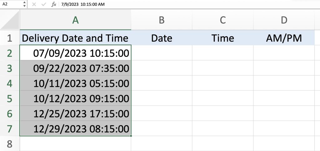 How to Separate Date and Time in Excel