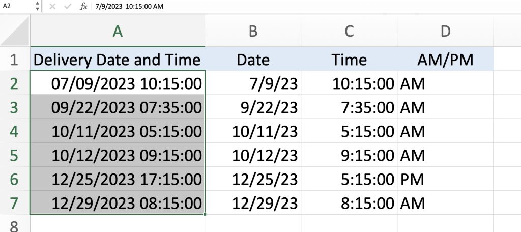 How to Separate Date and Time in Excel