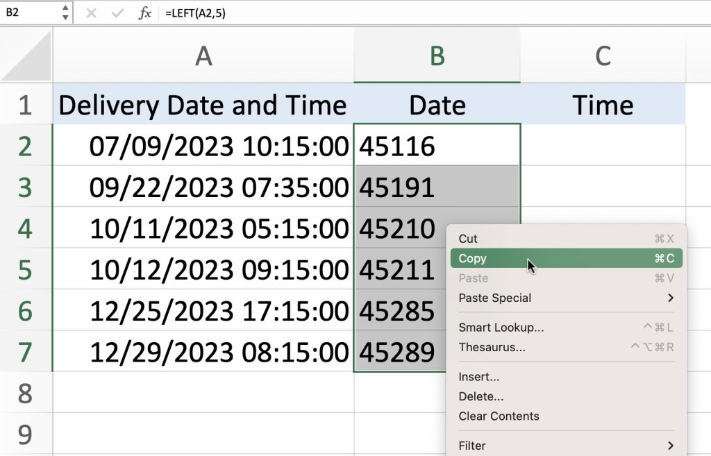 How to Separate Date and Time in Excel