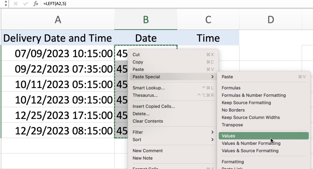 How to Separate Date and Time in Excel