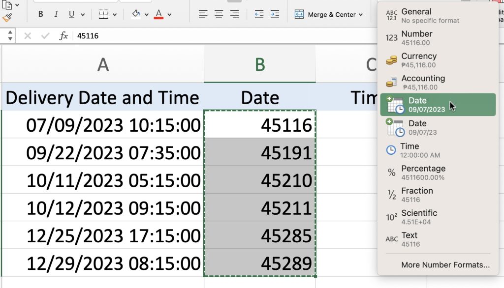 How to Separate Date and Time in Excel