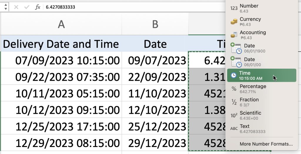 How to Separate Date and Time in Excel