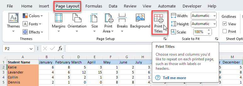 Print Area in Excel