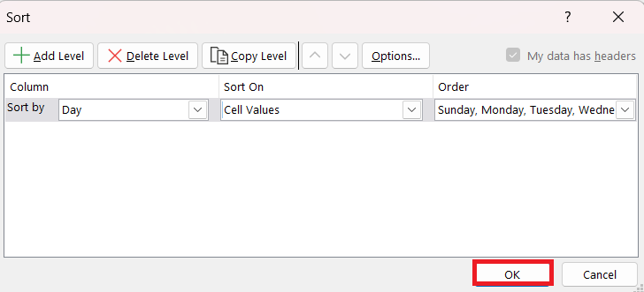 Sort Data in Excel