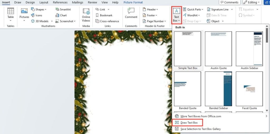 Christmas Borders in Microsoft Word