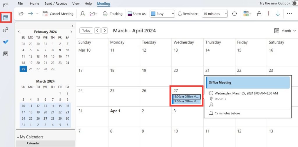 Duplicate Outlook Calendar Events