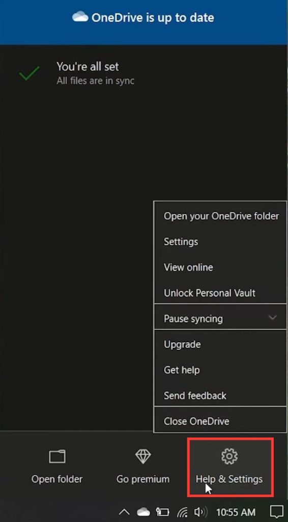 Logout OneDrive on Windows 10