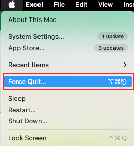 force quit on excel mac