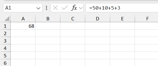 Add numbers in excel