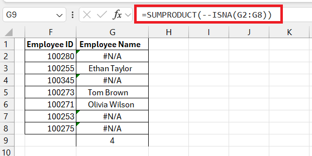 excel isna function