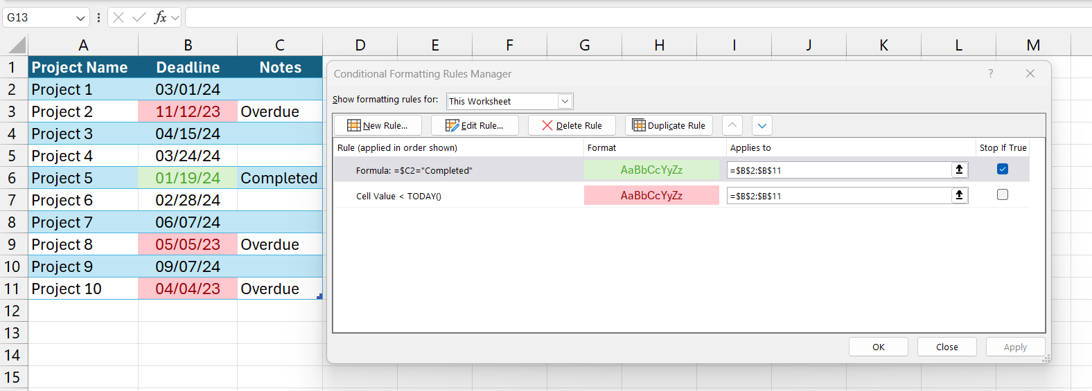 conditional formatting dates