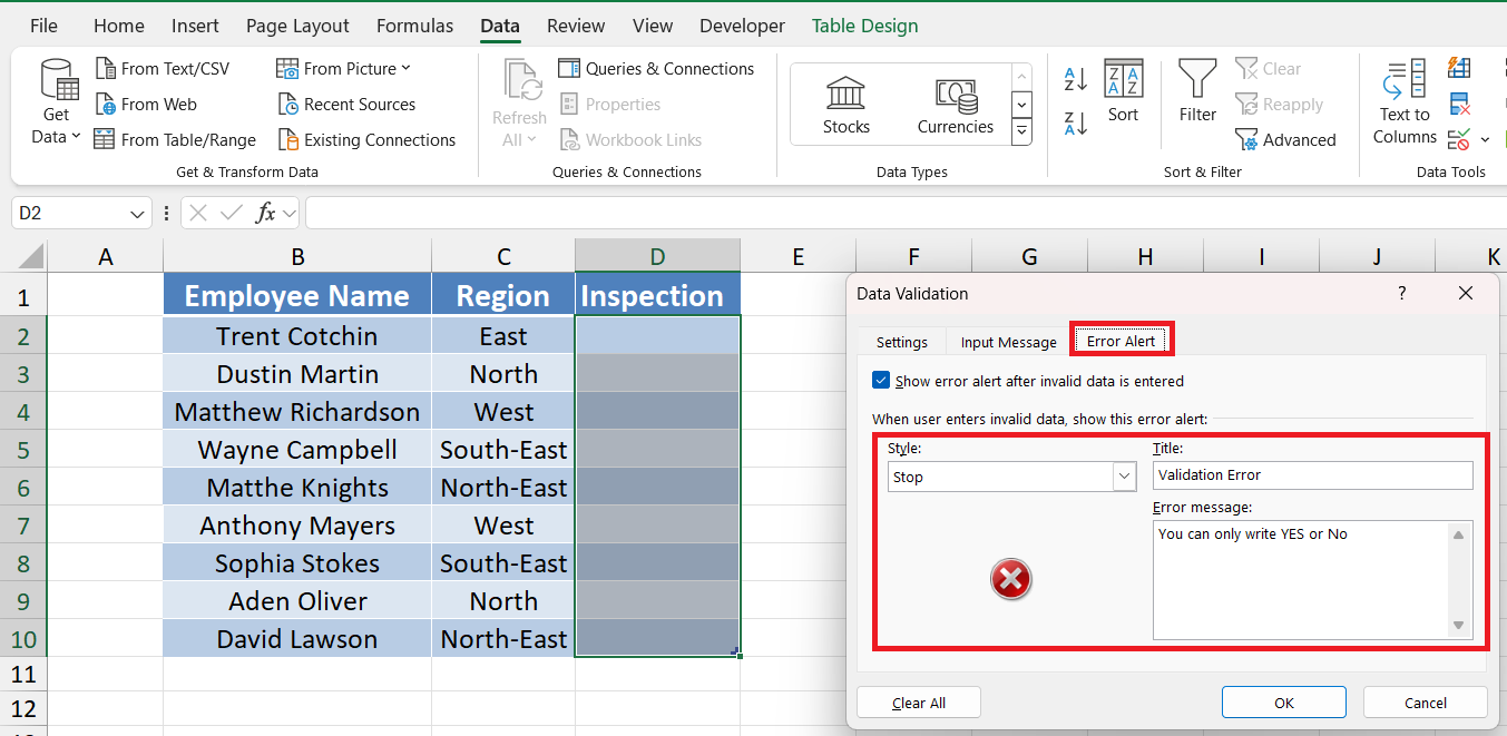 data validation