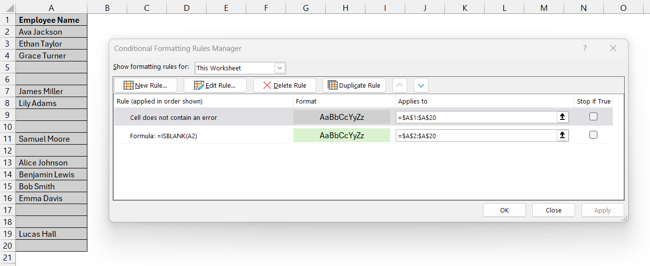 conditional format blank cells in excel