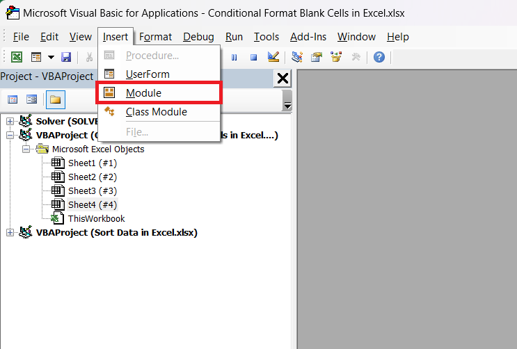 conditional format blank cells in excel