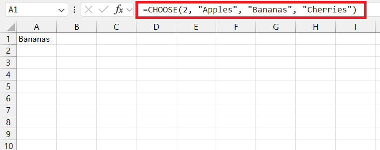 choose function in excel