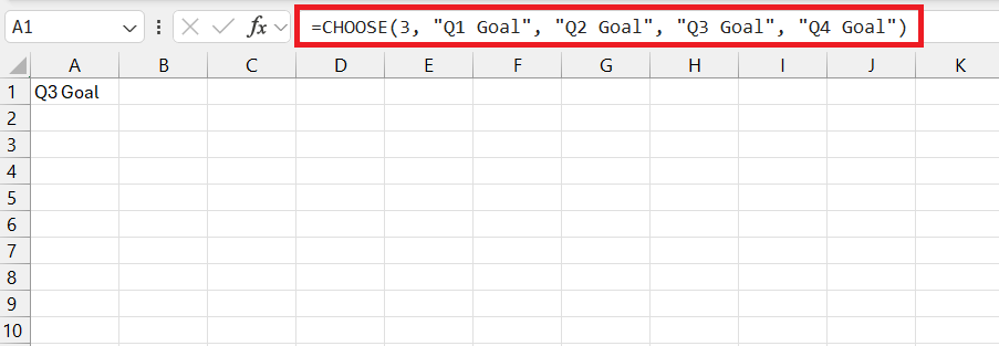 choose function in excel