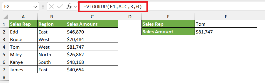 lookup row in excel