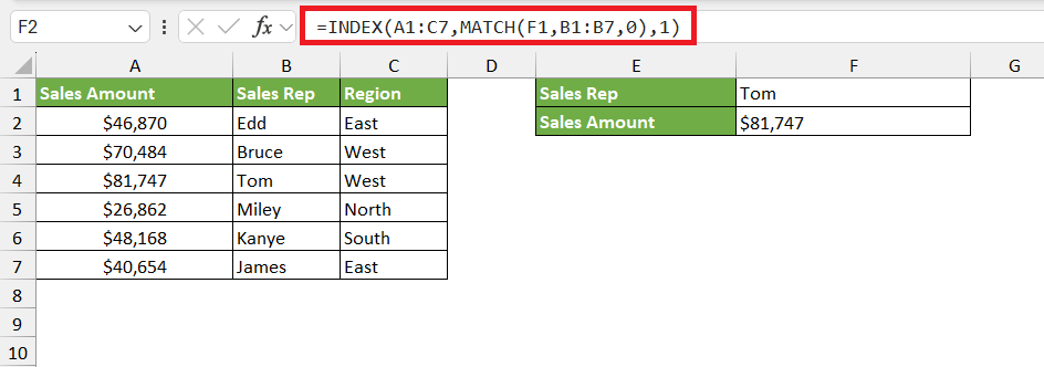 lookup row in excel