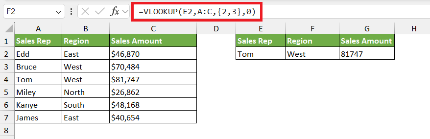 lookup row in excel