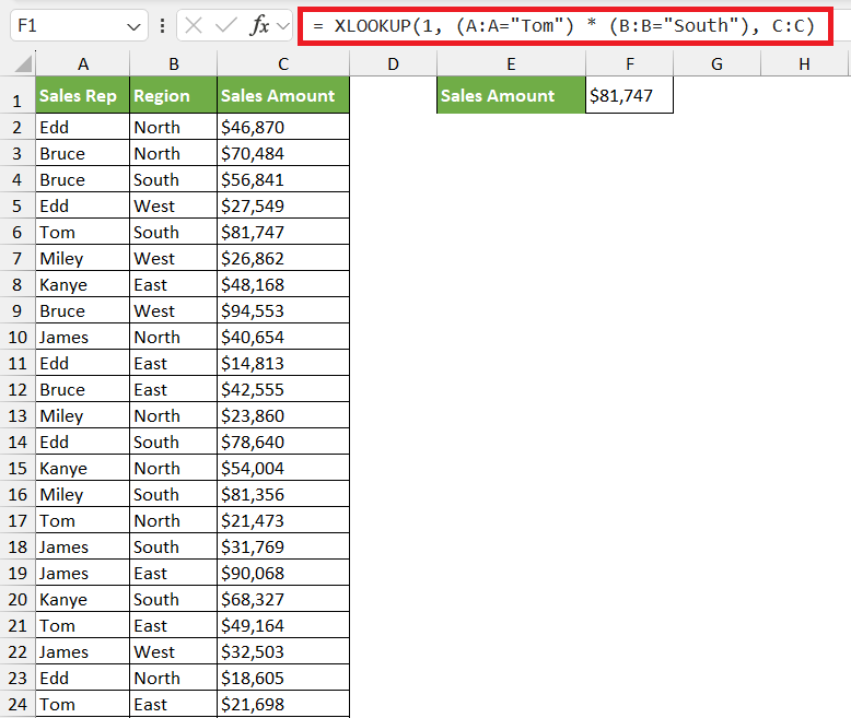 lookup row in excel