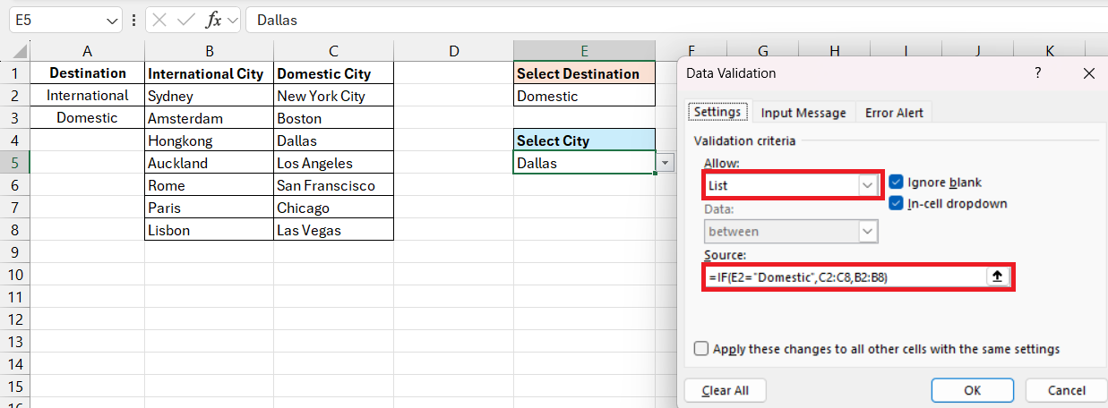 drop down menu in excel