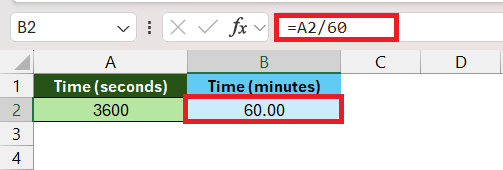 3600 seconds to minutes