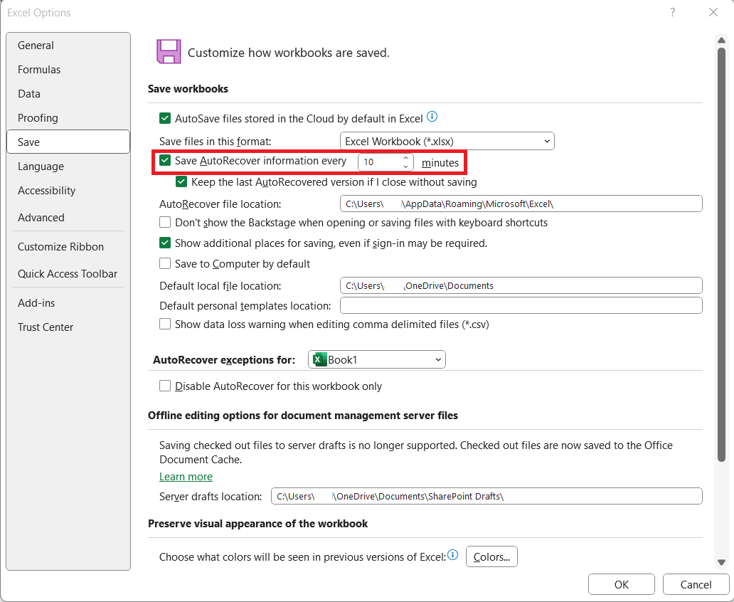 autorestore in excel