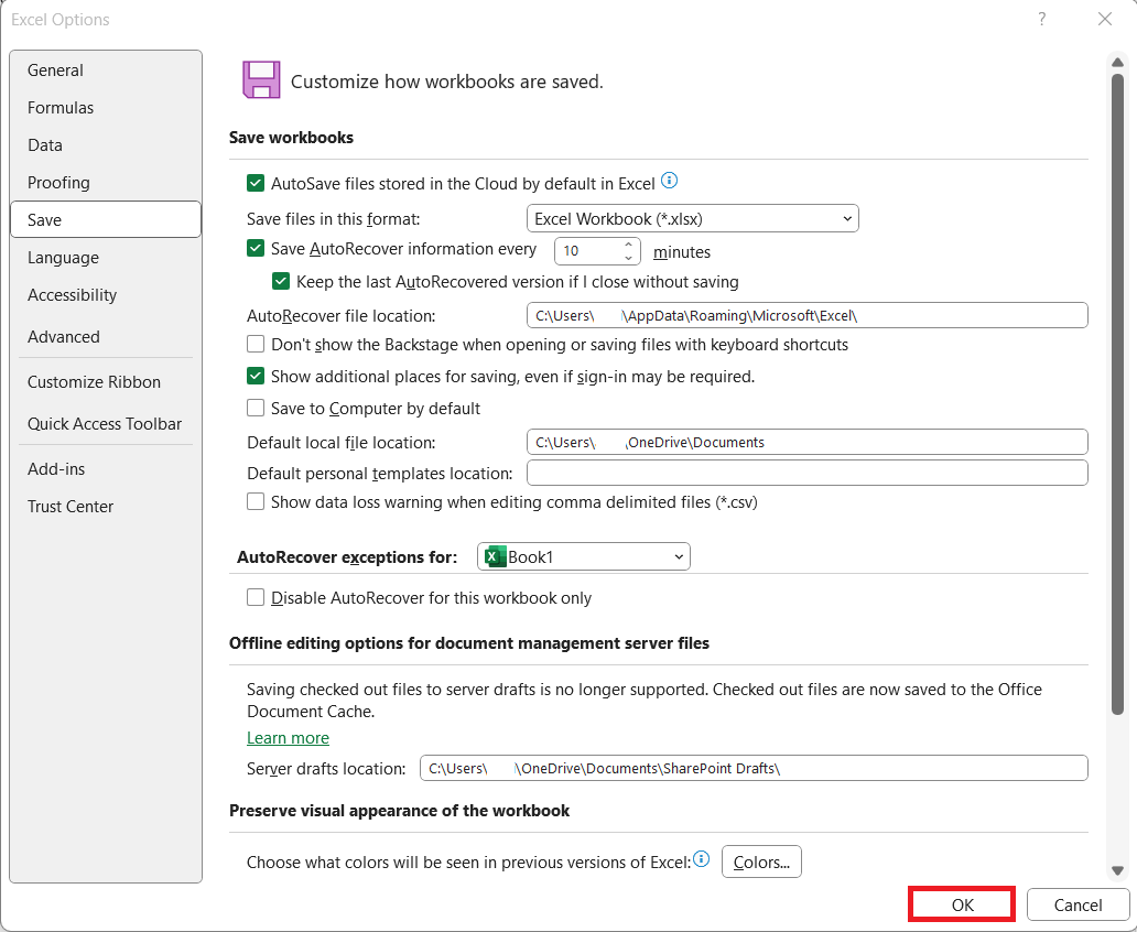 auto restore in excel