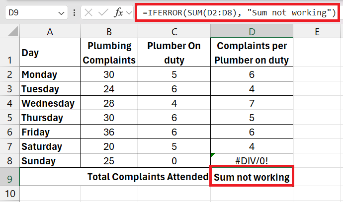 iferror function in excel