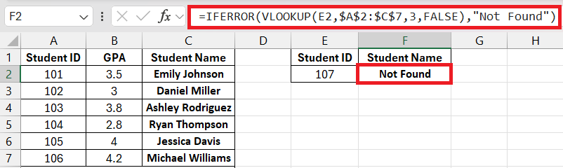 iferror function in excel