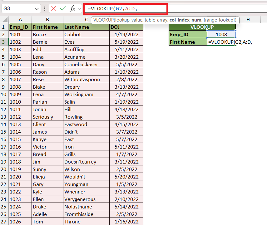 vlookup in excel