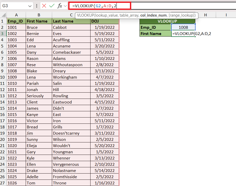 vlookup in excel