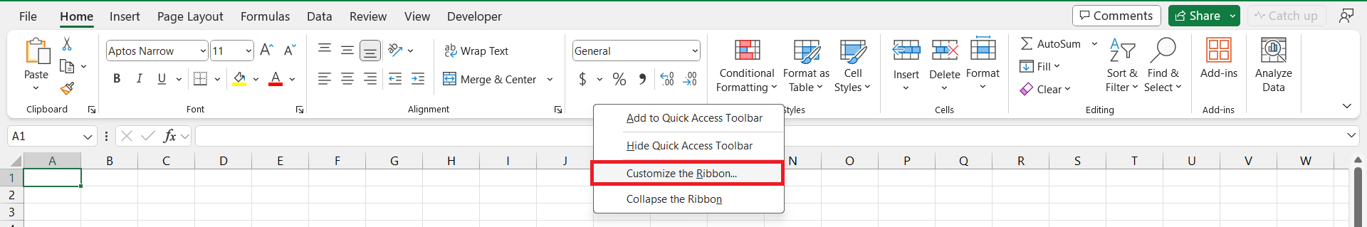 customize ribbon