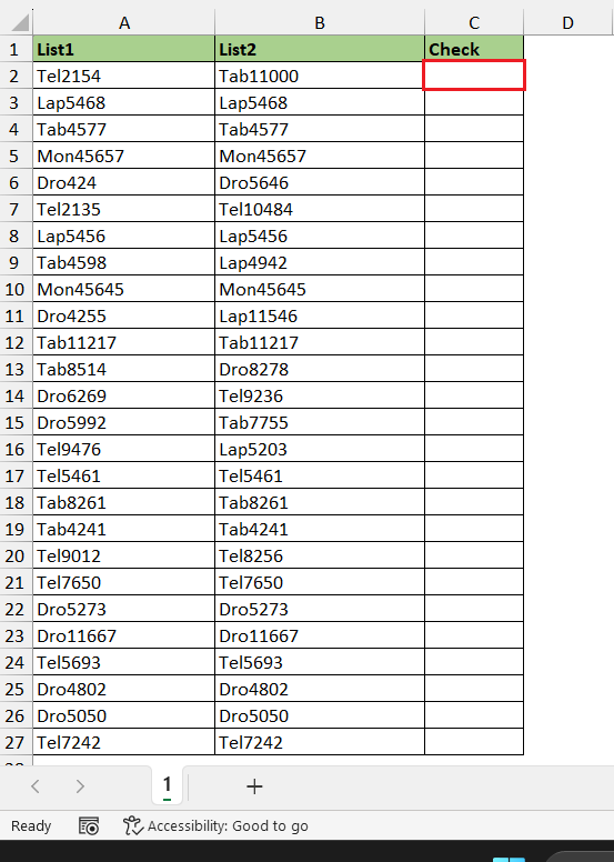 compare two columns