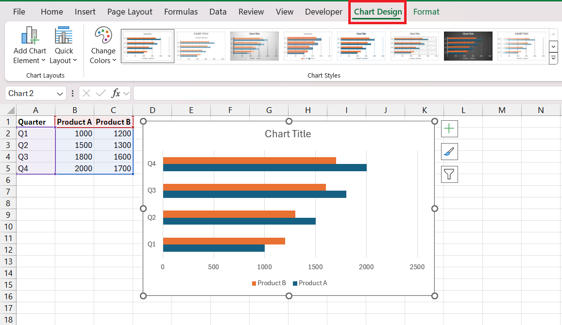 double bar graph in excel