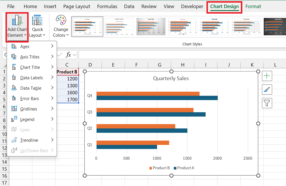 double bar graph in excel