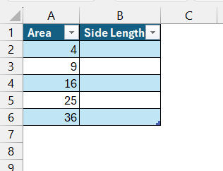 square root in excel