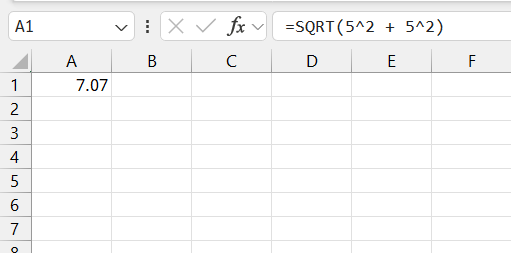 square root in excel