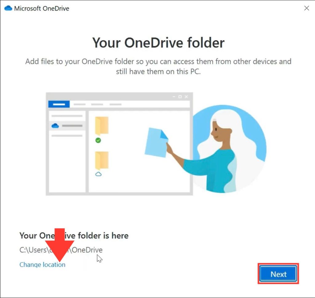 Change onedrive folder location