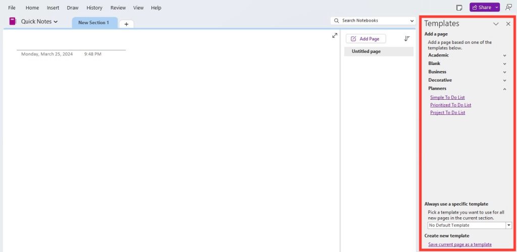 Onenote meeting templates