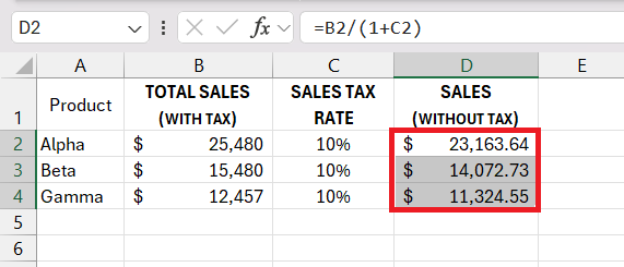 Reverse clearance tax calculator