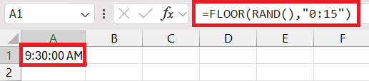 Random time generator in Excel